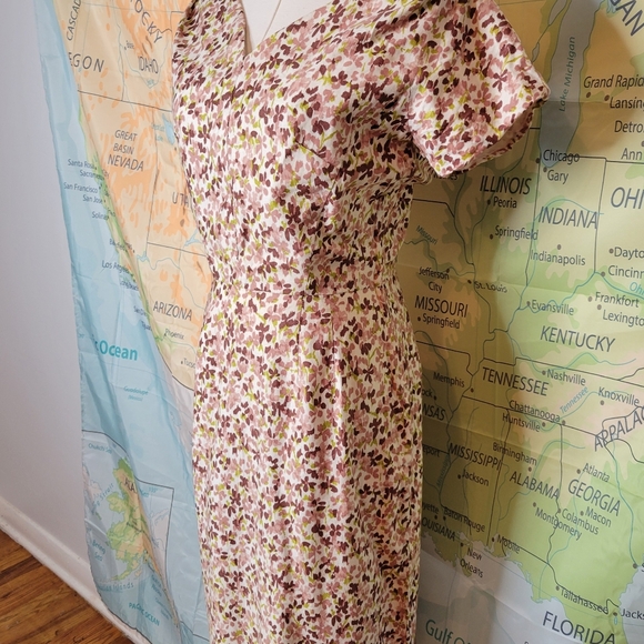 Vintage 1950s Floral Dress Off The Shoulder Cocktail Women's - Picture 4 of 14